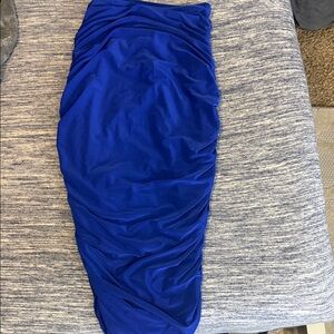 Royal Blue Ruched Midi Skirt